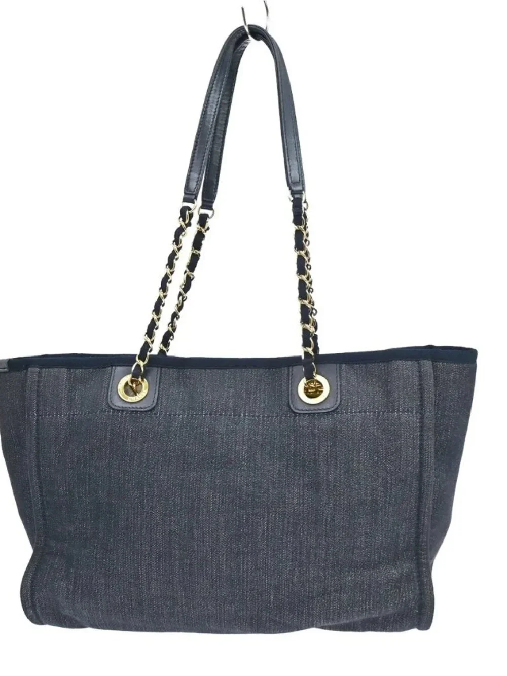 Chanel Navy Denim Deauville 2way Shoulder Tote Handbag NQ11490